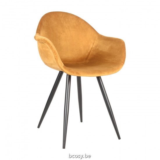 LABEL 51 Chaise de salle à manger Forli Ocre Velours.