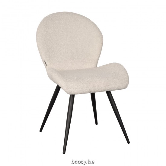 LABEL51 Esszimmerstühl Sky Ivoor Teddy Zwart Metalen Frame.