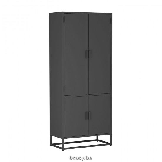 LABEL51 Ablageschrank Luff Schwarz Metall.