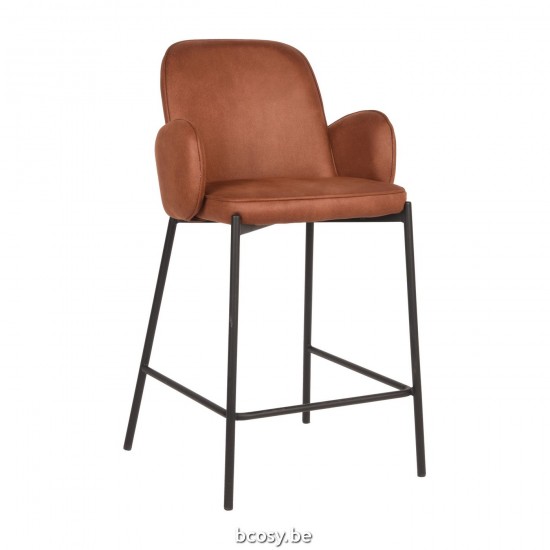 LABEL51 Barhocker Jari Cognac Microvezel Laag.