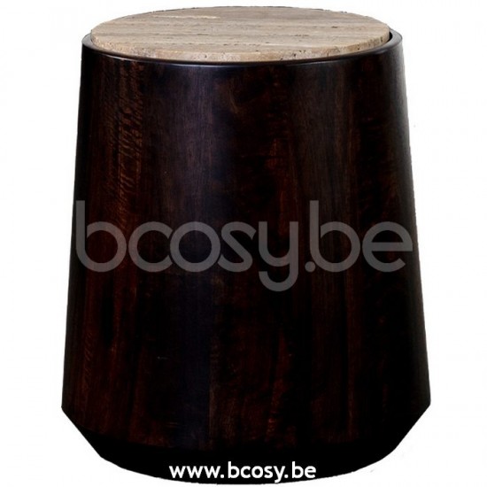 Lifestyle94 IOWA COFFEE TABLE TRAVERTINE Ø45xH50 BASE WALNUT Lifestyle 147641 Lifestyle94 147641 LFS 147641