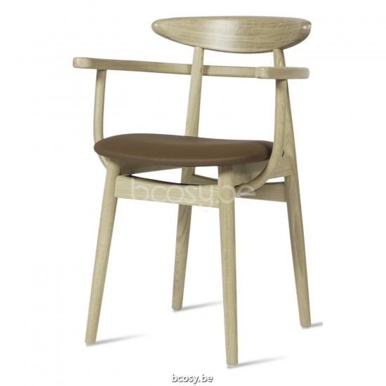 Vincent Sheppard Teo fauteuils chaises avec accoudoirs Cadre en Chêne Naturel Cuir Marron végan.