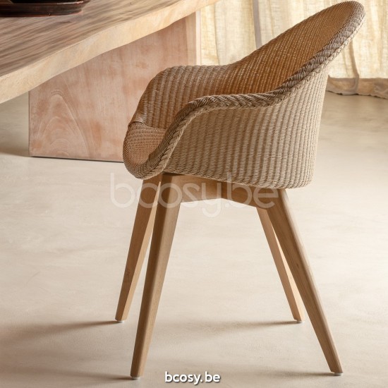 Vincent Sheppard Avril fauteuils chaises avec accoudoirs Cadre en Bois Chêne naturel Lloyd Loom Blanc lavé.