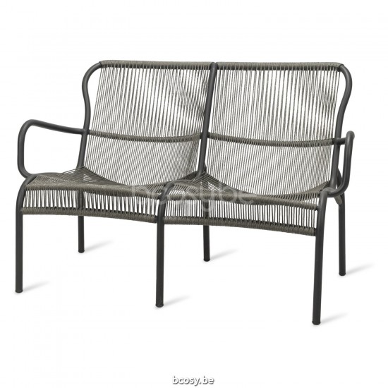 Vincent Sheppard Loop Loungesets 2zit Fossil Grey Aluminium frame Fossil Grey Touw Polypropyleen.