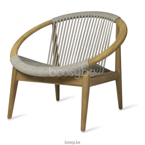 Vincent Sheppard Frida salons de jardin détente 1 place cadre en Teck Non traité Corde Blanc dune Polypropylène.