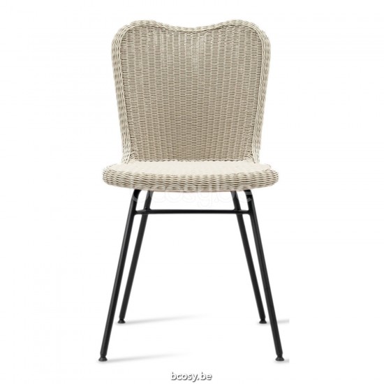 Vincent Sheppard Lena Tuinstoelen Zwart Gepoedercoat Stalen A frame Old Lace Wicker Polyethyleen.