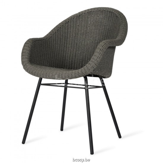 Vincent Sheppard Remi Tuinarmstoelen Zwart Gepoedercoat Stalen A frame Fossil Grey Touw Polypropyleen.
