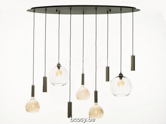 Marckdael pendel Lisboa Marckdael 1012-S9-OV-BRONZO-GLOBE-TOPAZ-2GR-FLOATING-3GR Contemporal Brons pendel H max 125cm VVD VDV Verlichting va.