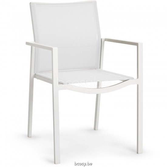 Diphano Alexa Chaise de jardin empilable Cadre Aluminium blanc Tissu Couche unique Batyline blanc.