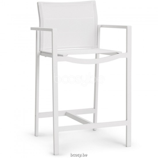 Diphano Alexa Tabouret de bar empilable 62h Cadre Aluminium blanc Tissu Couche unique Batyline blanc.
