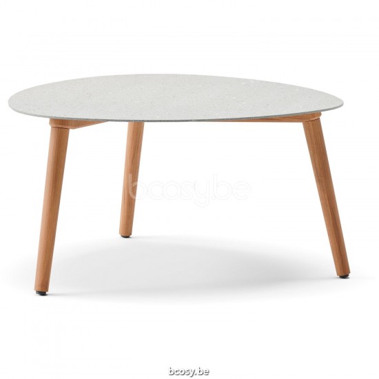Diphano Ray table basse bio S 80xR (35,5h) Cadre Teck naturel Dessus Céramique Fossile 9 mm imposé.