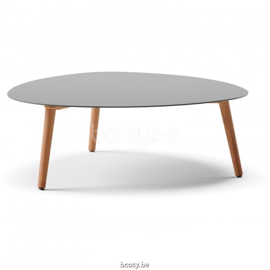 Diphano Ray table basse bio S 100xR (33,5h) Cadre Teck naturel Dessus Aluminium Lava.
