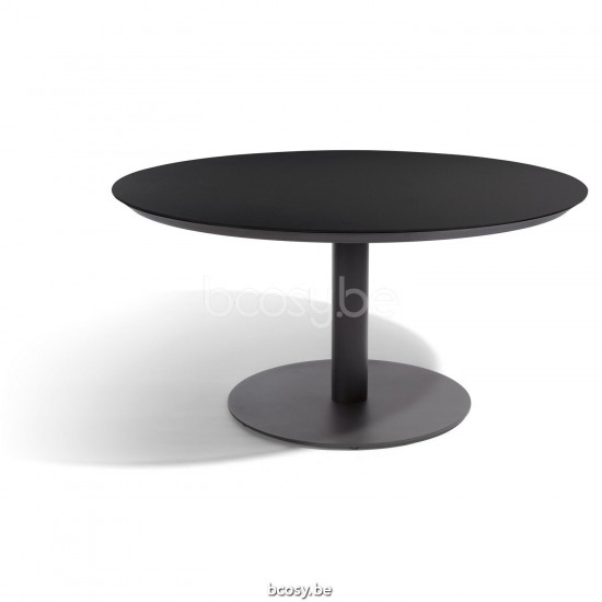 Diphano Alexa table de jardin ronde 148xR Cadre Aluminium Lava Dessus Céramique Sable 9 mm incrusté.