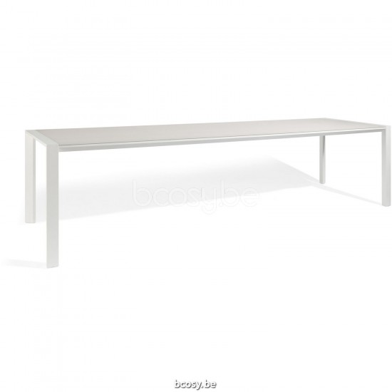 Diphano Selecta Gartentisch 313x90 Aluminium Weiß Gestell Tischplatte eingelegte Keramikplatte weiß 6 mm.