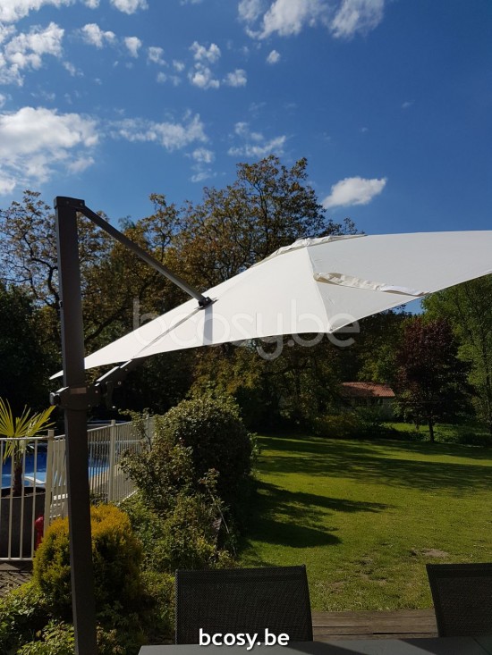 Jardinico ANTEGO 200x300 Parasol Ombrelle À Mât Libre Parasol Décentré Suspendu Deporté Pendant Flottant Rectangulaire 2x3 Mât Aluminium Thermolaqué En Noir Mat| Toile-tissu Natural Classic-Acryl soli.