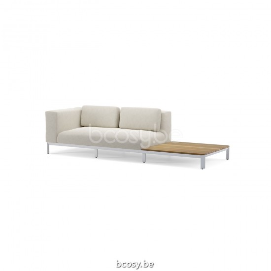 Jardinico MAUROO Loungeset Tuinsofa Armleuning Wit En Teak Vanilla.