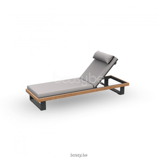 Jati Kebon Truro Single Sunlounger Alu Charcoal Mat/Teak.