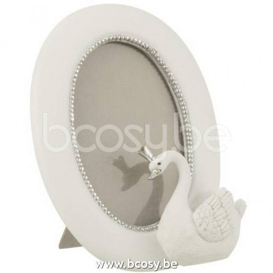 J Line Jline Portafoto Cigno Resina Bianco Argento Marco Foto Cisne Resina Blanco Plata