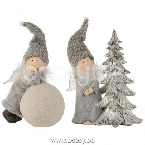 Jline Angel Bola Arbol Resina Gris Large Surtido De 2