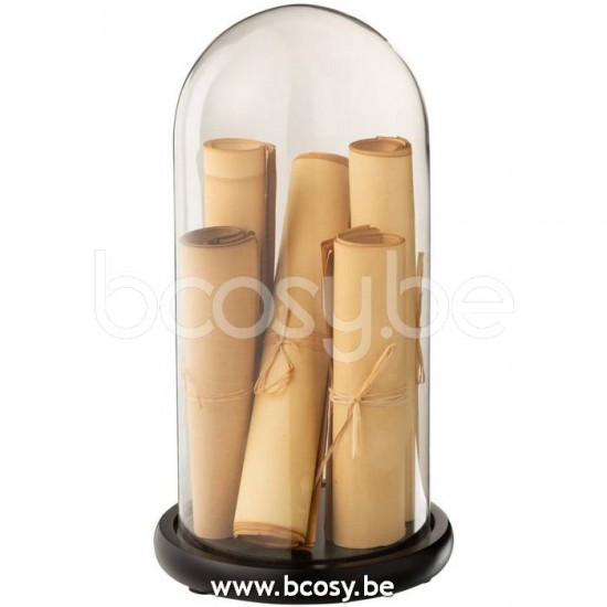 J Line Jline Campana Pergamena Marrone Vetro Large Campana Papel Pergamino Marron Cristal Large