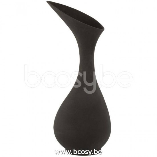 J Line Jline Vaso Olivia Rugoso Alluminio Nero Large Jarron Olivia Bruto Aluminio Negro Large