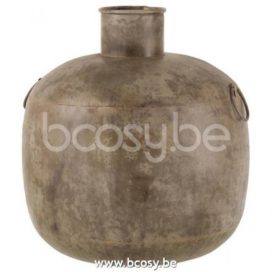 J Line Jline Vaso Antico Rotondo Marrone Large Jarron Antiguo Redondo Marron Large