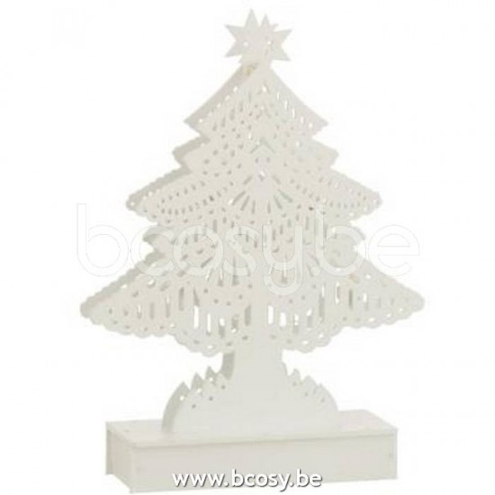 Jline Decoracion Arbol De Navidad Led Madera Blanco Small