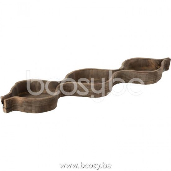 J Line Jline Decoration Dish 3 Compartments Wood Natural Decoration Dish 3 Compartments Wood Natural