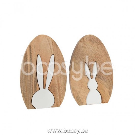 Jline Conejo Silueta Puzzle Madera De Mango Natural Blanco Large Surtido De 2