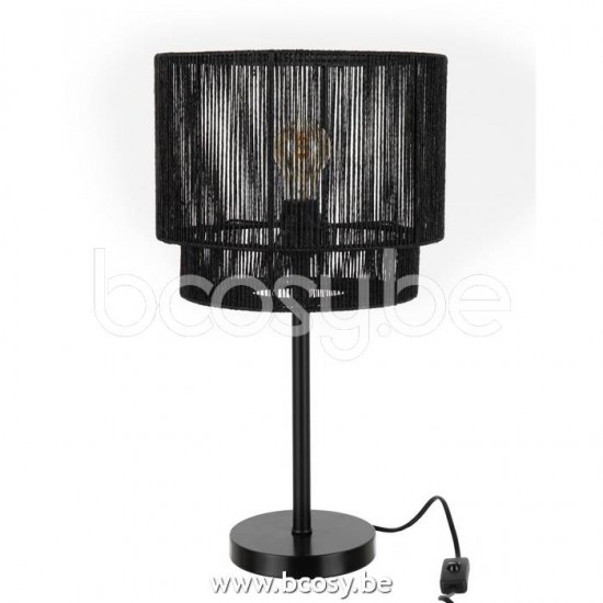 Jline Table Lamp Paul Rope Metal Black
