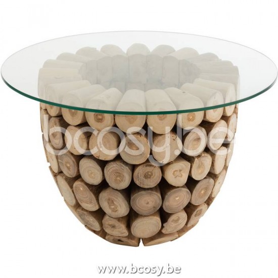 Jline Mesa Lateral Discos Abierto Teck Natural Cristal