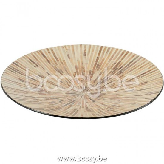 J Line Jline Vassoio Nuye Rotondo Conchiglia Carta Beige Tray Nuye Round Shells Paper Beige