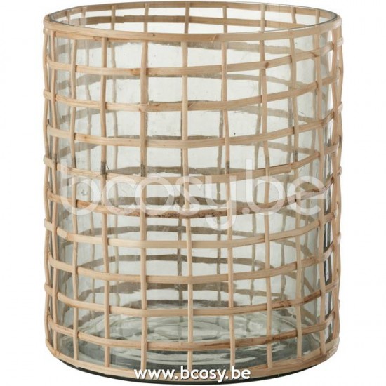 J Line Jline Hurricane Violet Wide Glass Reed Natural tea lights holders