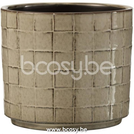 Jline Tarro Cuadrado Ceramico Beis Gris Large
