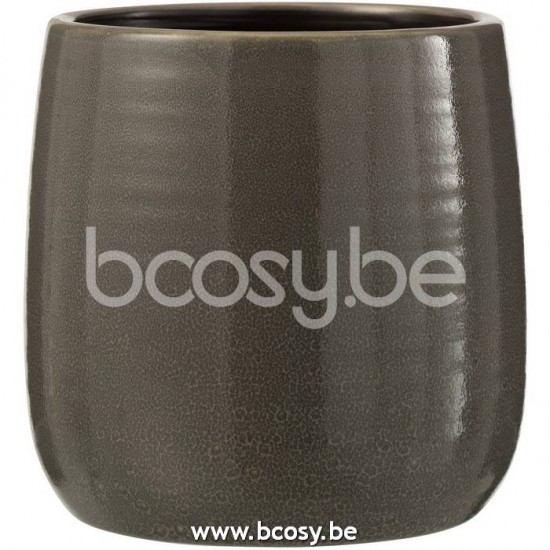 J Line 22739 Bloempot Effen Keramiek Grijs Large L17xB17xH17 cm bloempotten bloemvaas bloemvazen bloemenvaas bloemenvazen siervaas siervazen bloempotjes