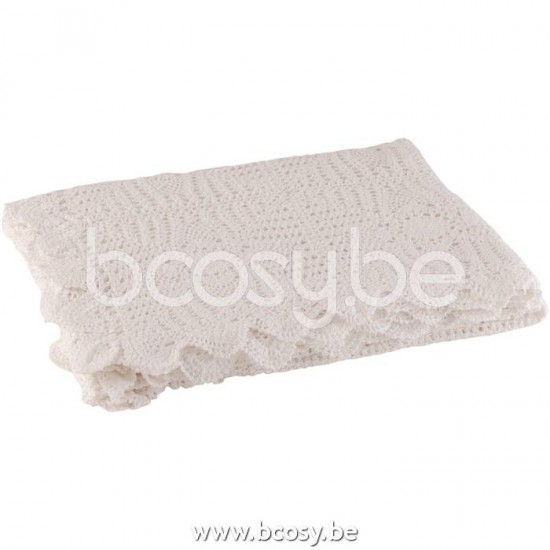 J Line 23059 Tafelkleed Mia Kant Katoen Wit L130xB180 cm tafelkleden tafellakens