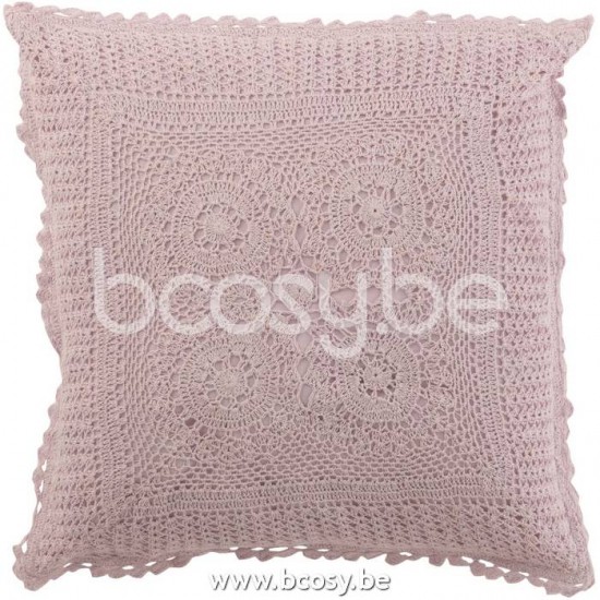 J Line Jline Cuscino Quadrato Merletto Cotone Viola Cojin Cuadrado Encaje Algodon Violeta