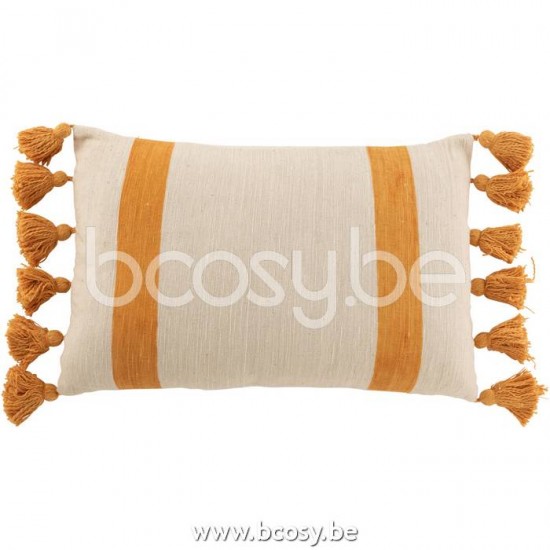 J Line Jline Cuscino Spiaggia Righe Rettangolare Cotone Ocra Cojin Playa Surcos Rectangular Algodon Ocre