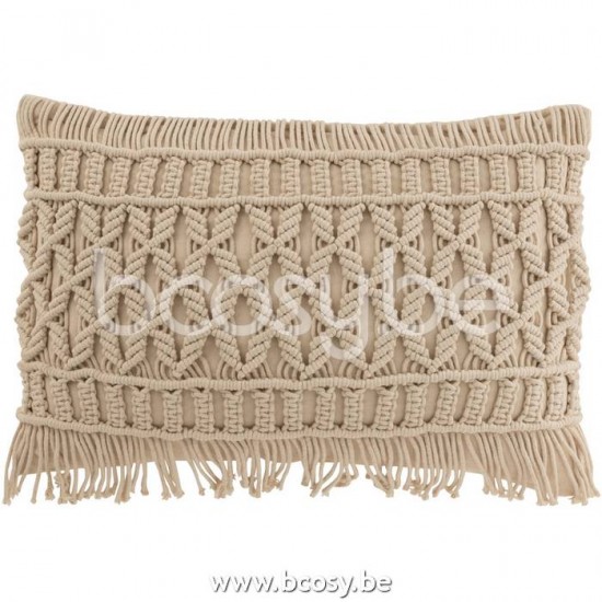 J Line Jline Cuscino Cosy Rettangolare Cotone Beige Cojin Cosy Rectangular Algodon Beis