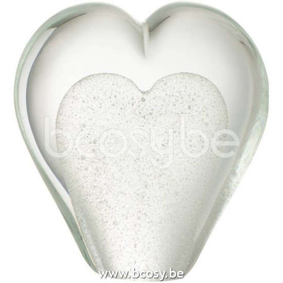 J Line Jline Fermacarte Cuore Vetro Bianco Large Pisapapeles Corazon Cristal Blanco Large
