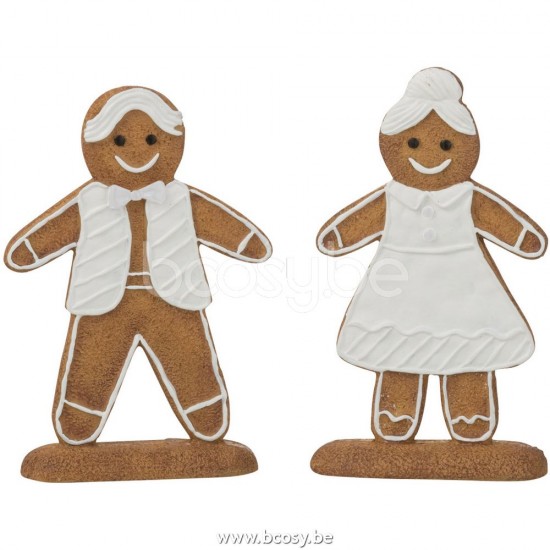 J Line Figurina Panpepato Resina Bianco Marrone Assortimento Di 2 Figura Pan De Especias Poly Blanco Marron Surtido De 2.
