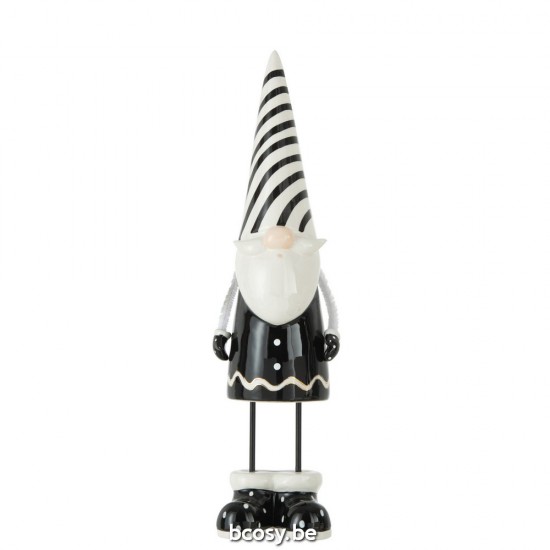 J Line Babbo Natale In Piedi Righe Ceramica Nero Bianco Large Papa Noel De Pie Lineas Ceramica Negro Blanco Large