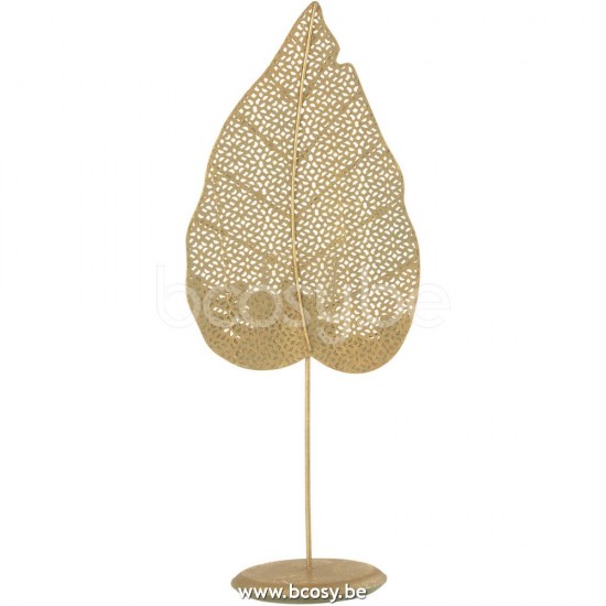 J Line Jline Teelichthalter Blatt Metall Gold Large t lichthalter teelichtleuchter teelichte