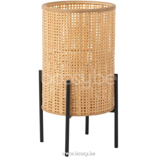 J Line 28730 Lantaarn Op Voet Bamboo Naturel Large L32xB32xH63 cm windlichten