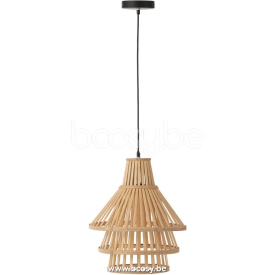 J Line 28740 Hanglamp Lagen Bamboo Naturel Medium L36xB36xH42 cm hang pendellampen licht
