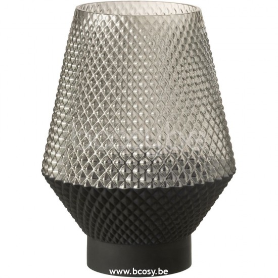 J Line Jline Vaso Motivo Vetro Grigio Large Jarron Motivo Vidrio Gris Large