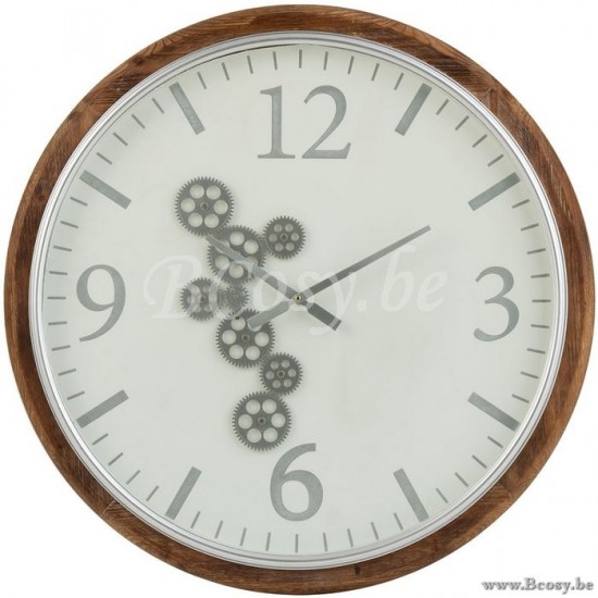 J Line Jline Clock Radars Arabic Numerals Mdf White Brown Grey Large Reloj Radares Numeros Arabicos Mdf Blanco Marron Gris Large