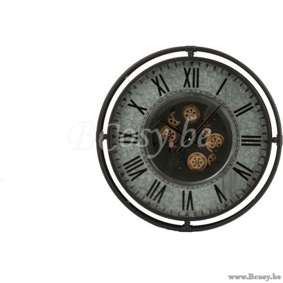 J Line Jline Clock Metal Border Roman Numerals Metal Grey Black Gold Small Reloj Borde Metalico Numerales Romanos Metal Gris Negro Oro Small