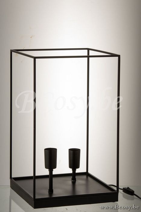 Jline Lampara 2 Lamparas Rectangular Marco Metal Negro Large