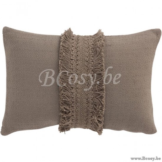 J Line Jline Cuscino Rettangolare Bordo Nappe Cotone Talpa Almohada Rectangular Cinta De Borlas Algodon Topo